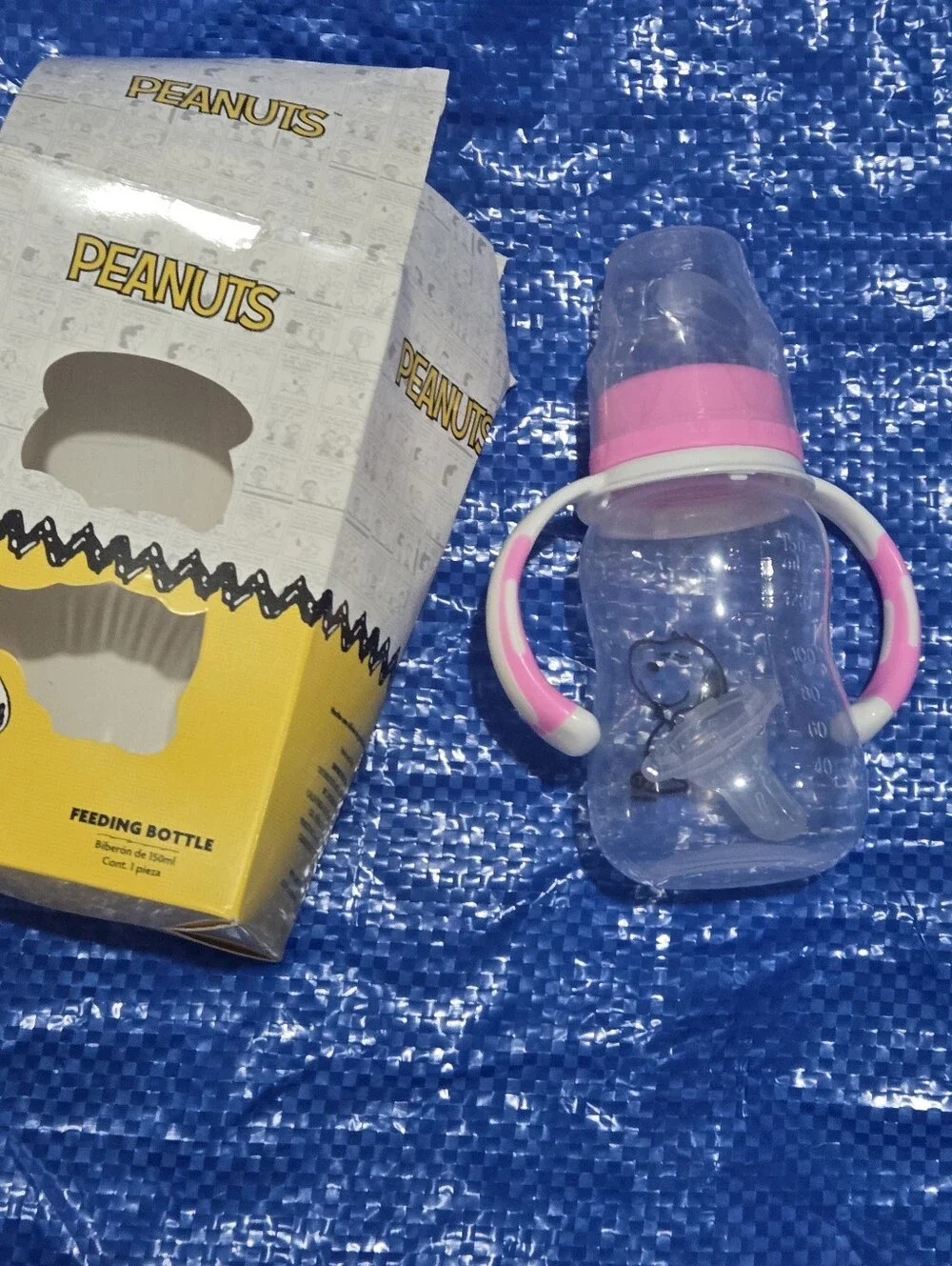 Peanuts Snoopy Pink Kids Feeding Bottle with Handles
